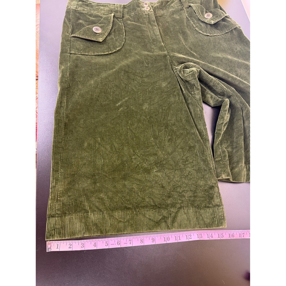 Talbots Olive Green Corduroy Gaucho Pants Wide Leg Cropped Utility Pockets 18 - Picture 9 of 9